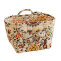 Fabric Storage Basket Quilted Cotton Organizer Bin with Floral Print Decorative Storage