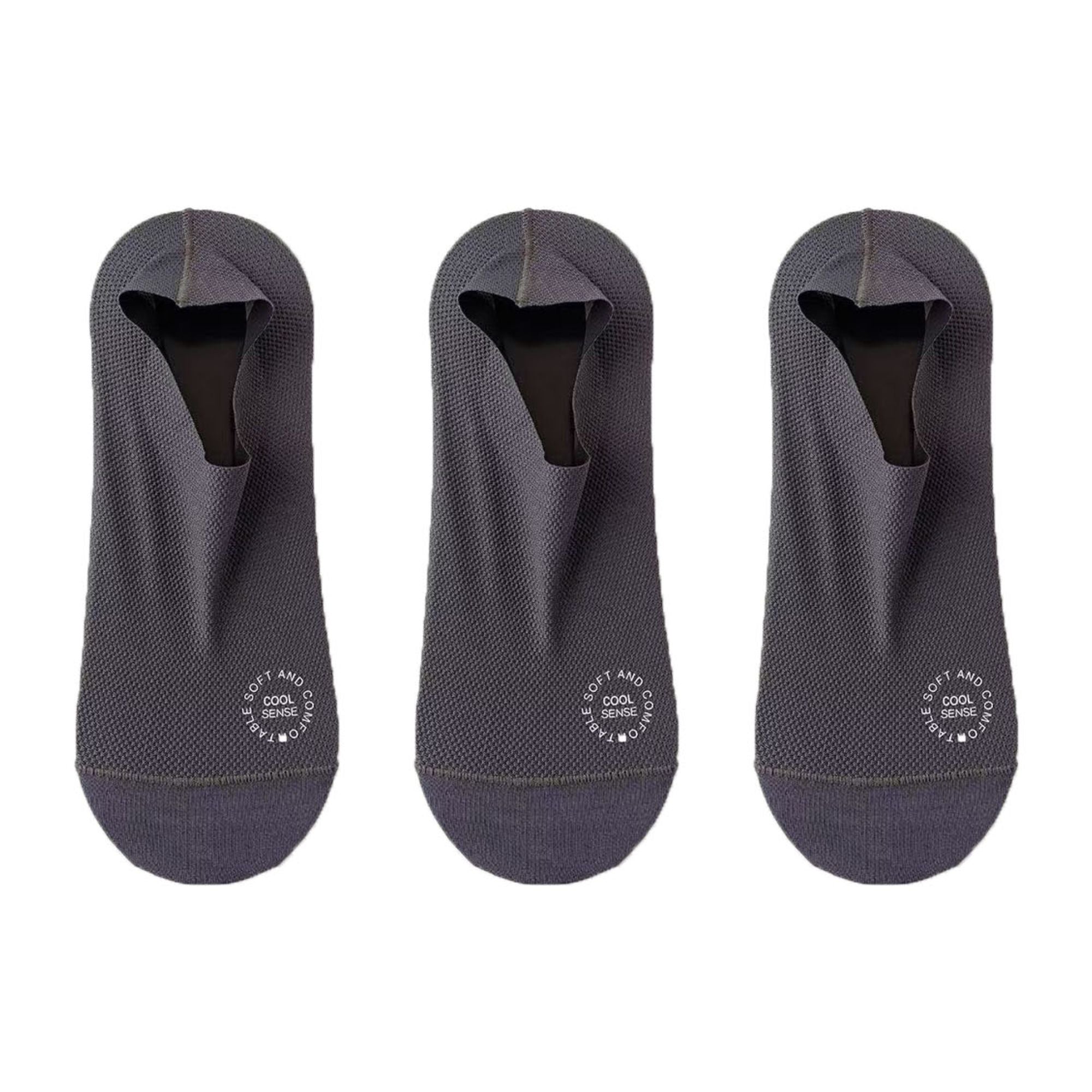 Anna-Kaci Men's No-Show Mesh Socks with Non-Slip Silicone Heel Grip and Breathable Low-Cut Design 3-Pack