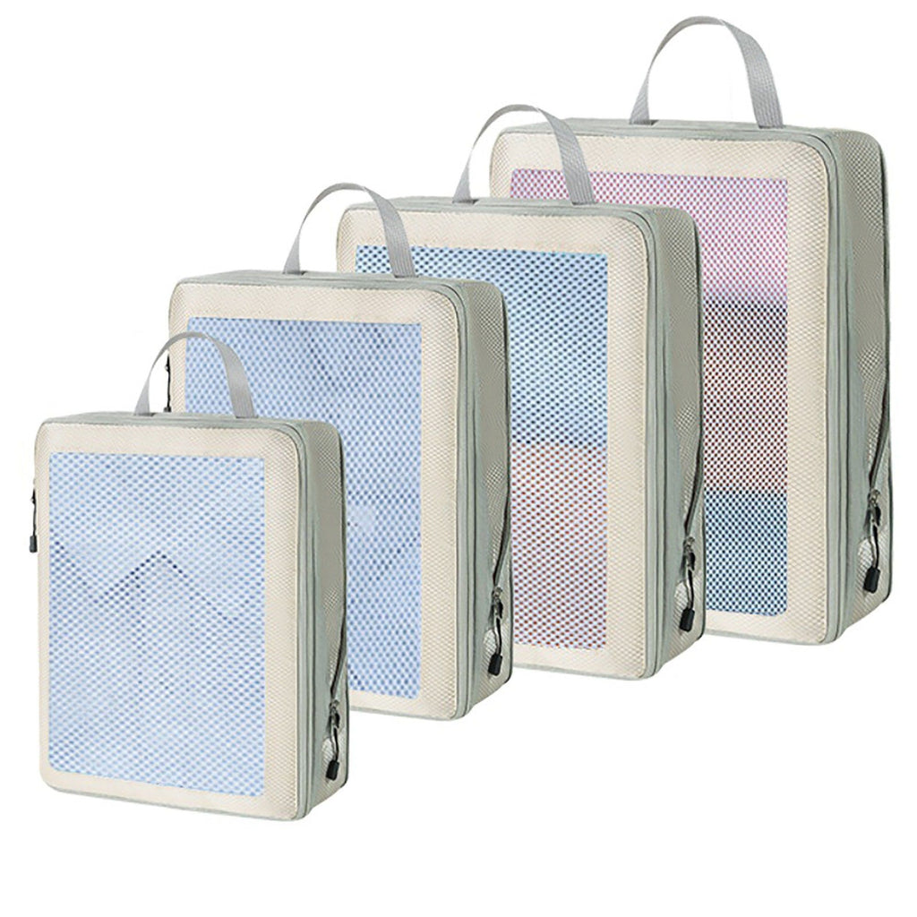 Travel Packing Cubes Set with Mesh Front Panel Zipper Storage Bags Lightweight Luggage Organizer Multi Size Set