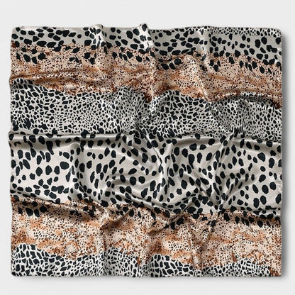 Anna-Kaci Women's Square Satin Scarf with Mixed Animal Print Pattern and Lightweight Silky Texture