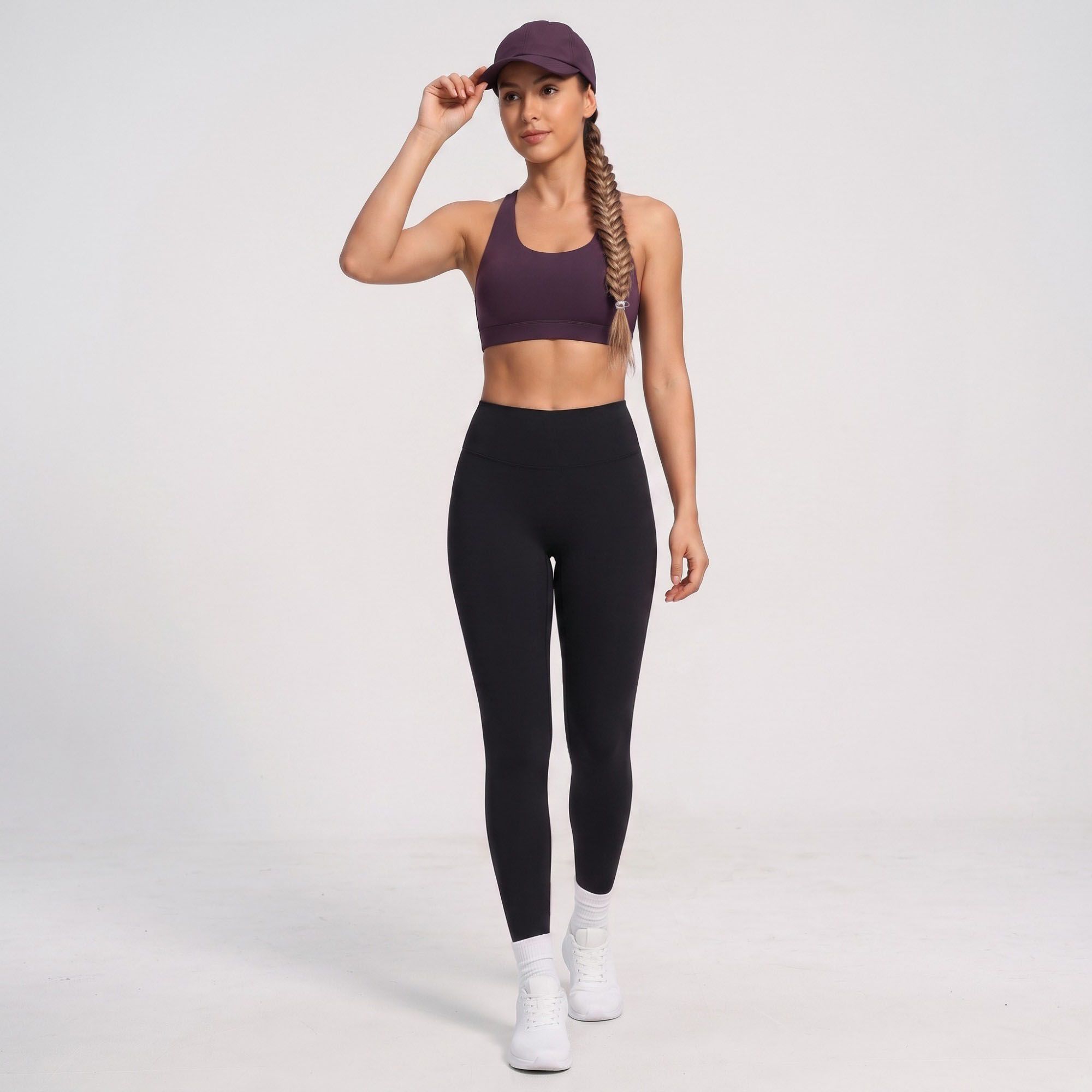 High Waist Full Length Leggings with Contour Seams Fitted Yoga Pants for Gym Training
