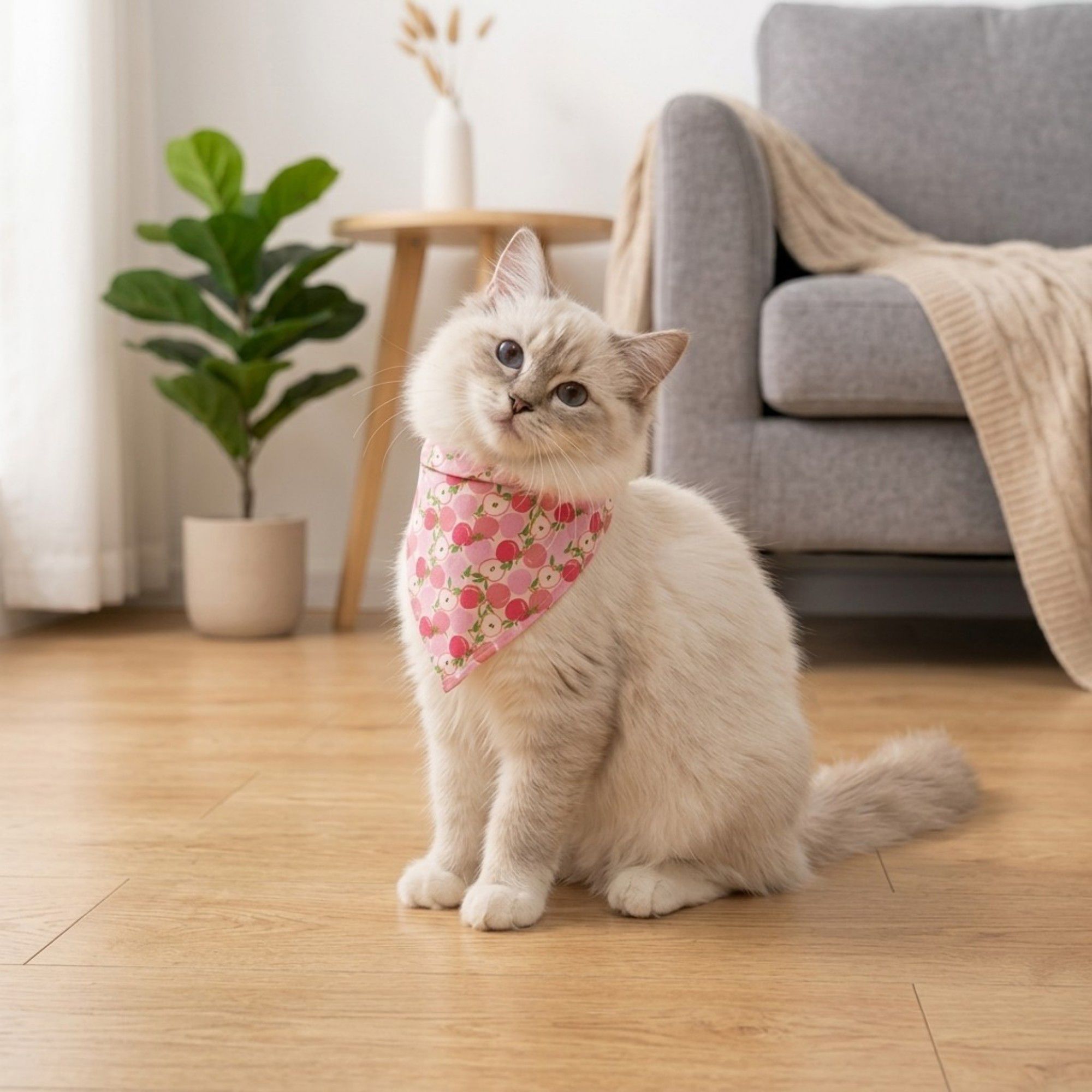 Fruit Print Pet Bandana, Soft Cotton Citrus Pattern Scarf Bib for Small Medium Dogs Cats