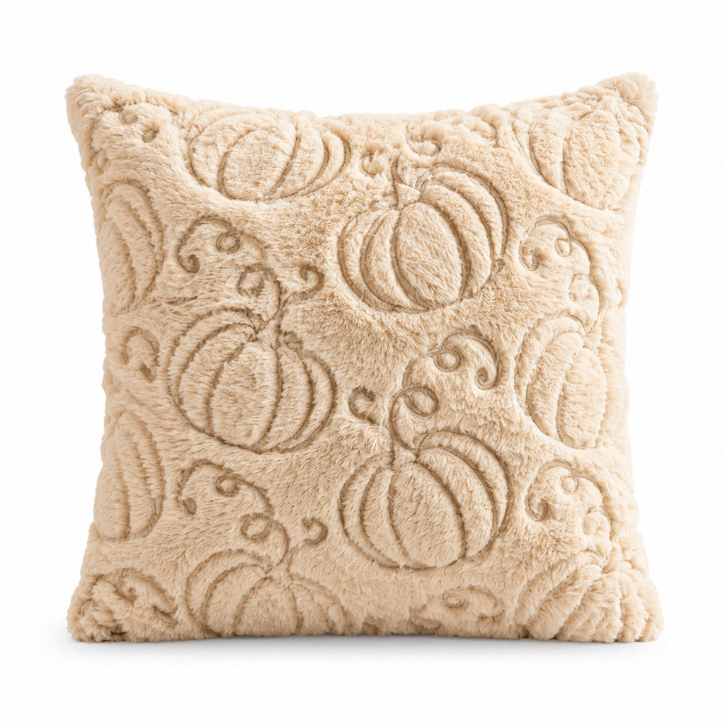 Autumn Pumpkin Maple Leaf Throw Pillow Cover Square Plush Cushion Cover
