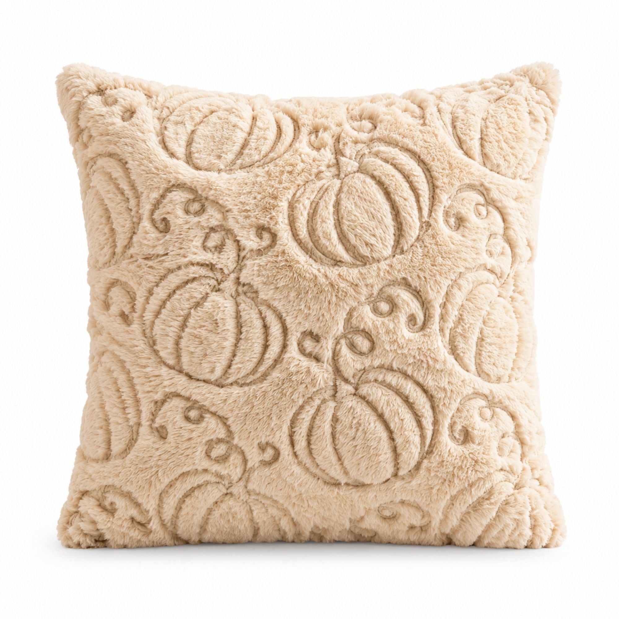 Autumn Pumpkin Maple Leaf Throw Pillow Cover Square Plush Cushion Cover