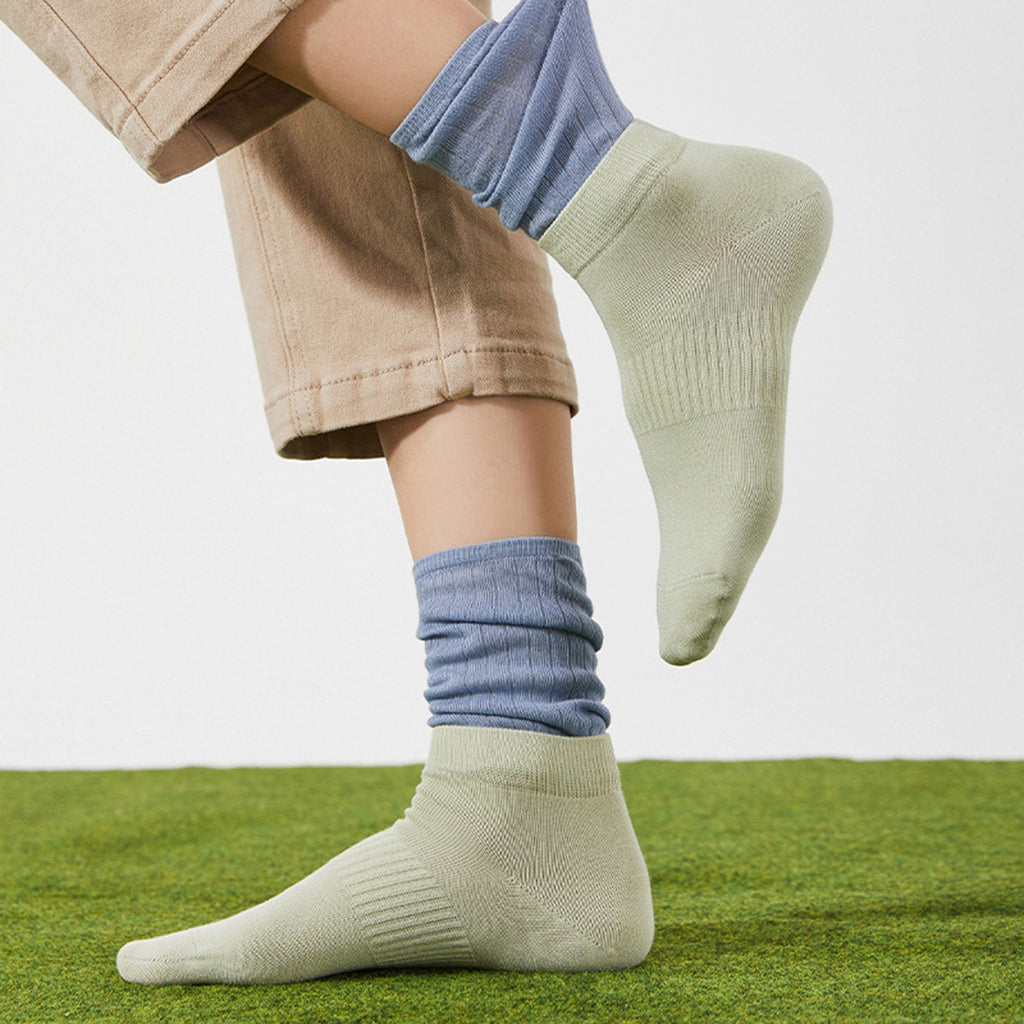 Anna-Kaci Women's Ribbed Crew Socks 3-Pack Soft Cotton Knit Breathable Casual Everyday Fit