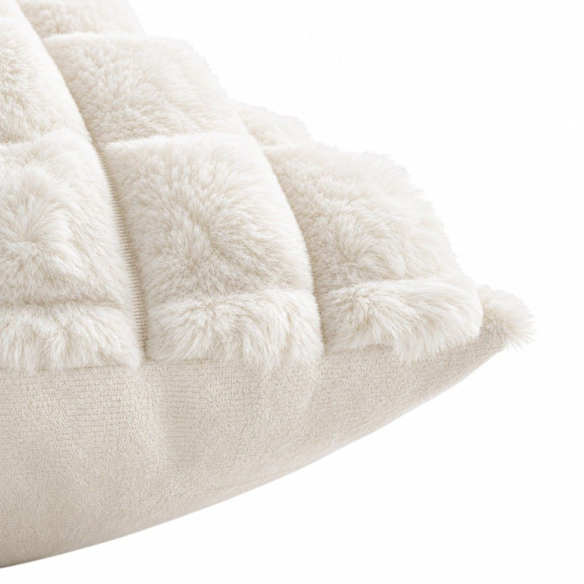 2 Pack Plush Faux Fur Bubble Grid Throw Pillow Covers 18 x 18 Inch for Couch and Bed