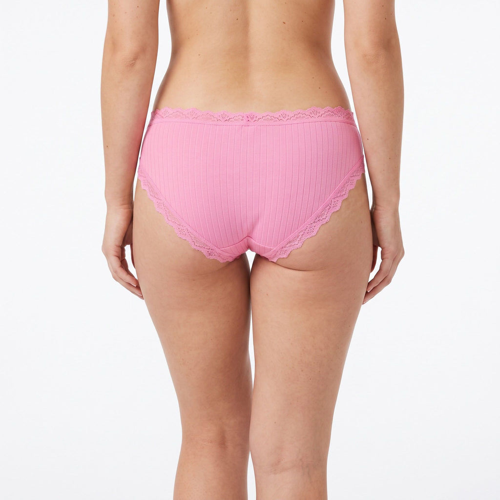 2 Pack Ribbed Lace Trim Bikini Underwear