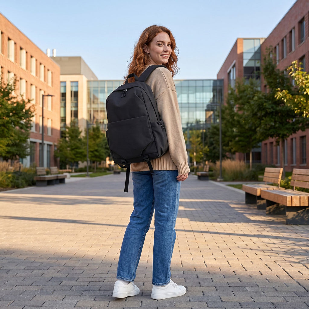 Large Casual Backpack with Multiple Pockets Adjustable Straps and Buckle Details