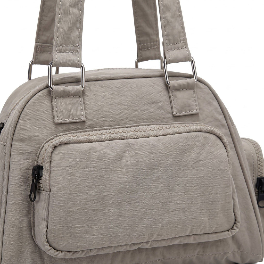 Multi-Pocket Shoulder Bag with Top Zipper and Front and Side Compartments 10x6.5x3.5in