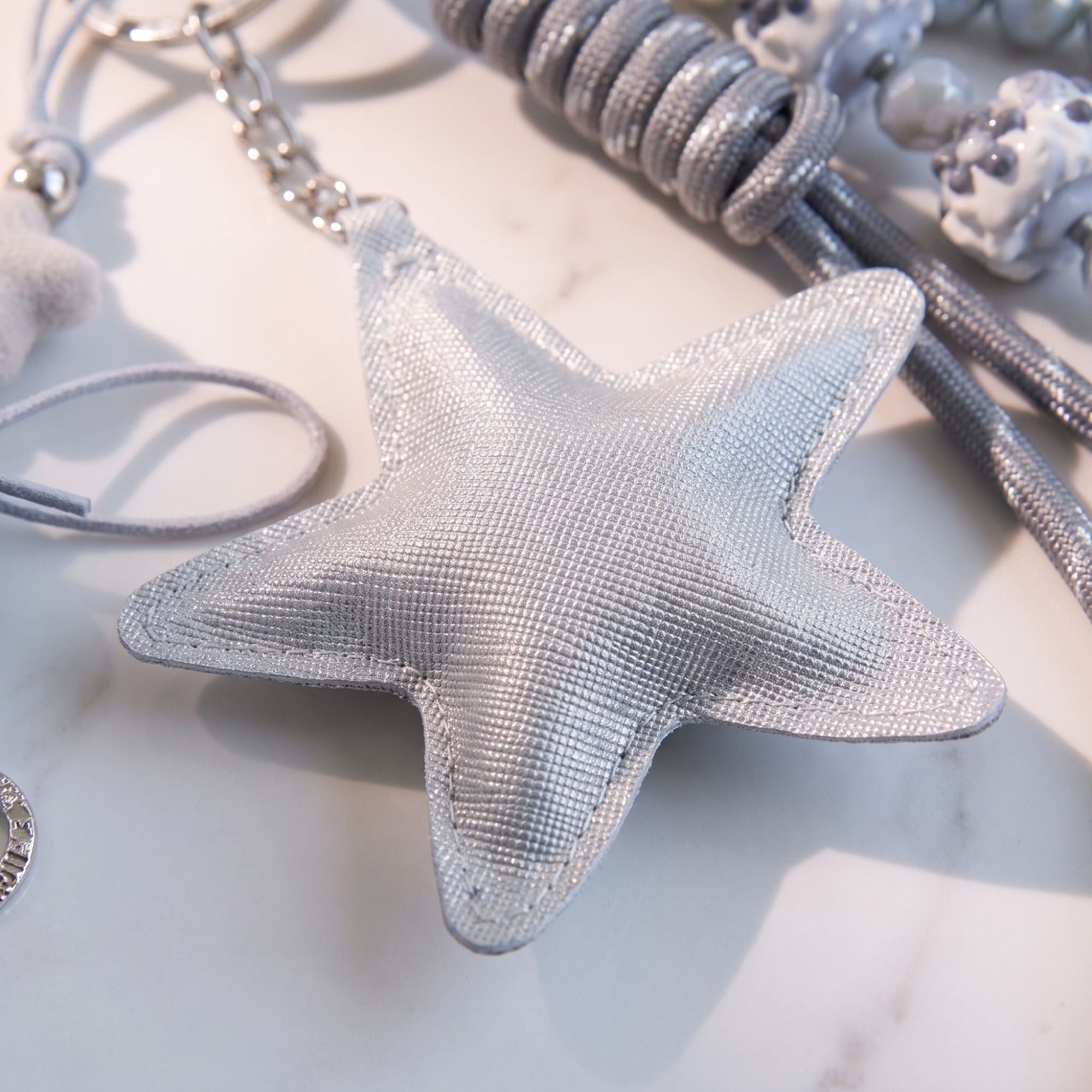 Bag Charm with Hanging Strap and Decorative Accents