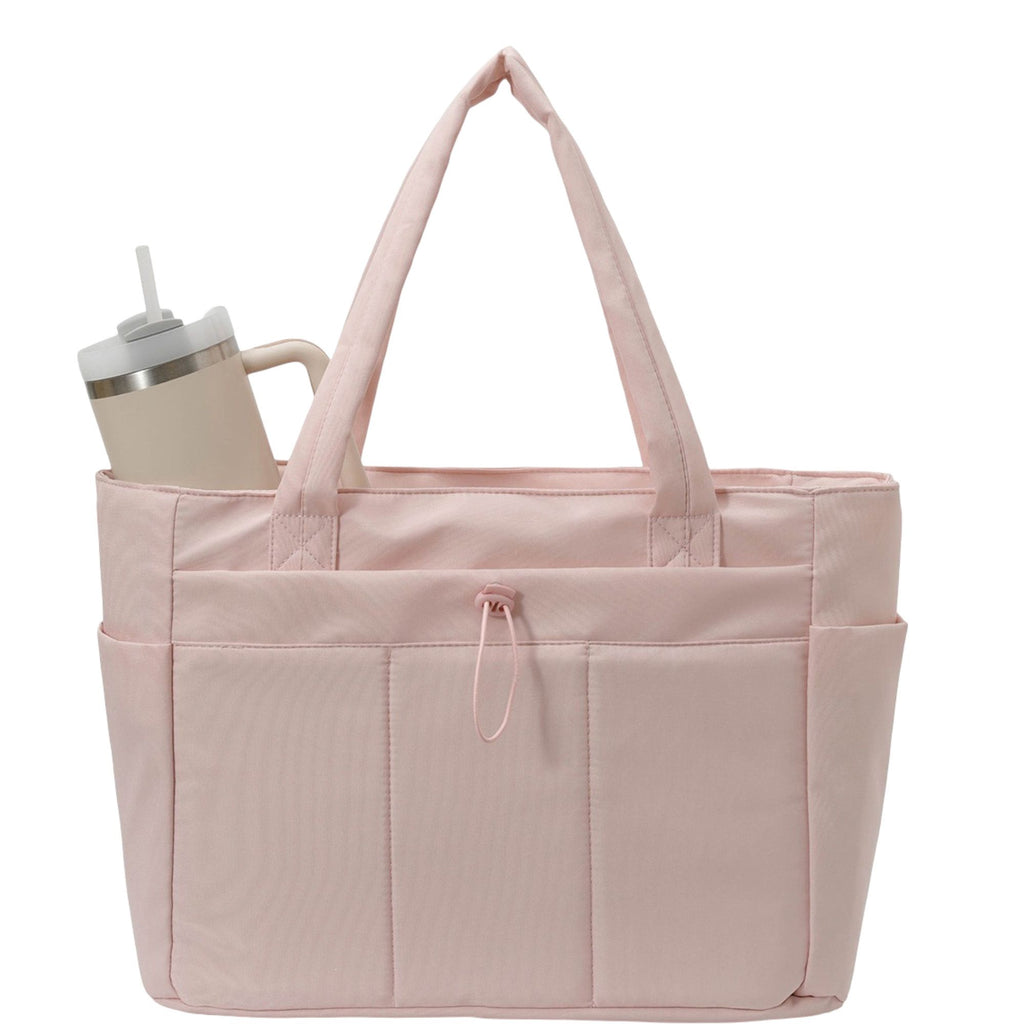 Canvas Tote Bag with Zipper Closure and Multiple Exterior Pockets