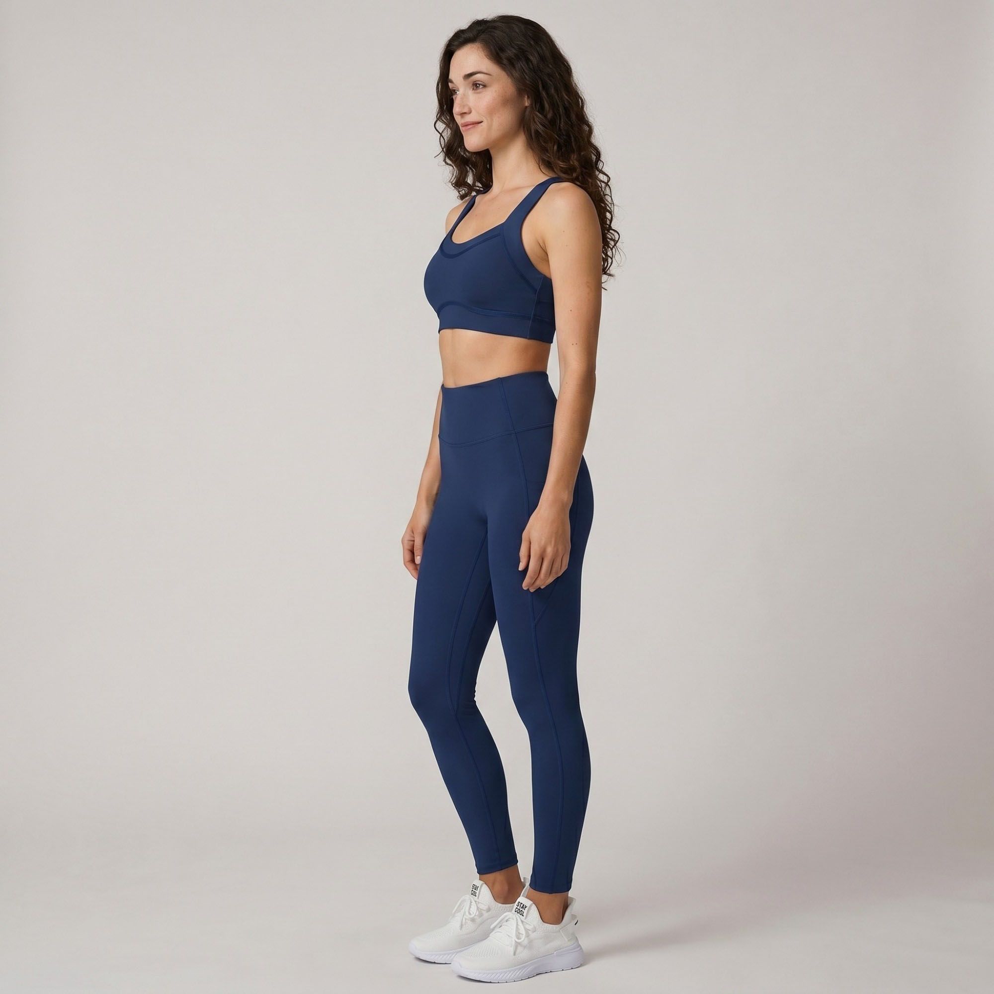 Wide Strap Sports Bra Scoop Neck High Impact Supportive Workout Yoga Gym Crop Top