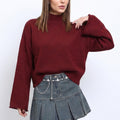 Turtleneck Bell Sleeve Relaxed Fit Knit Sweater