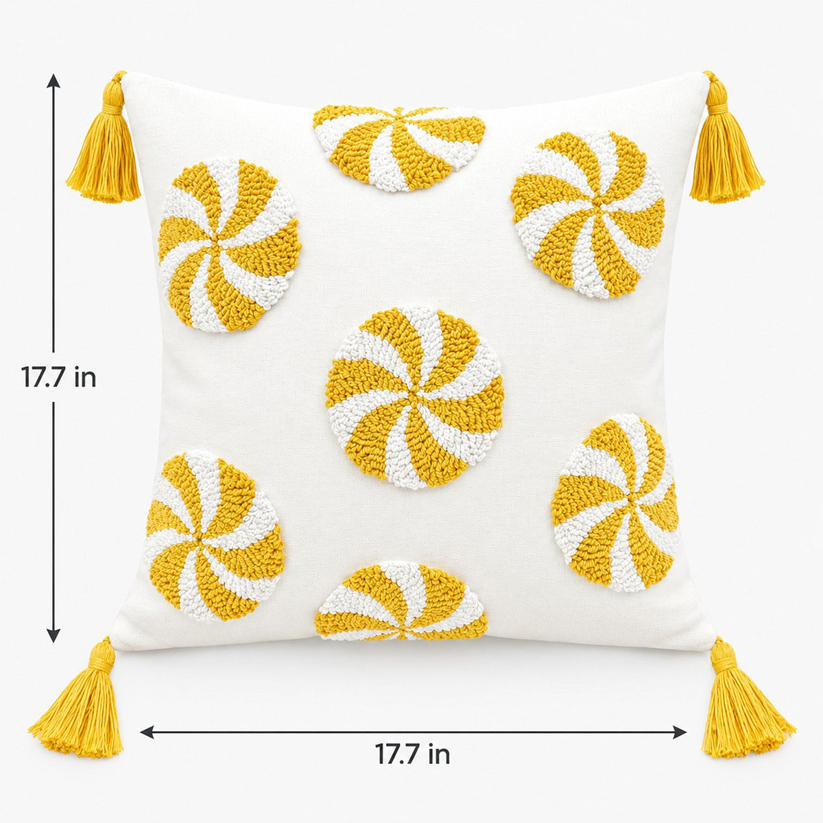 Christmas Peppermint Tufted Tassel Throw Pillow Cover