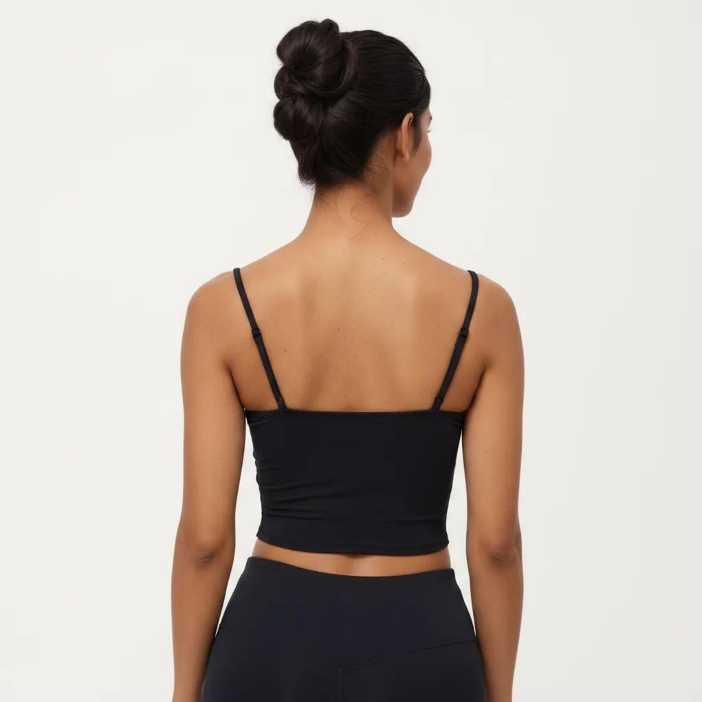 Anna-Kaci Active Women's Longline Cami Sports Bra with Adjustable Straps and Straight Neckline