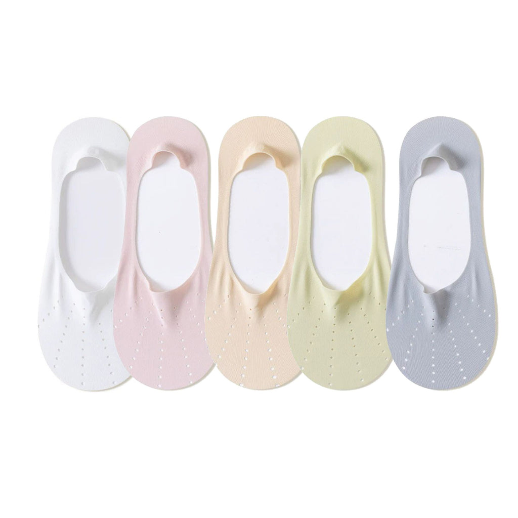 Anna-Kaci 5 Pairs Women Low Cut No Show Socks Breathable Stretch Knit Liner Design Anti-Slip Heel Grip for Flats and Loafers