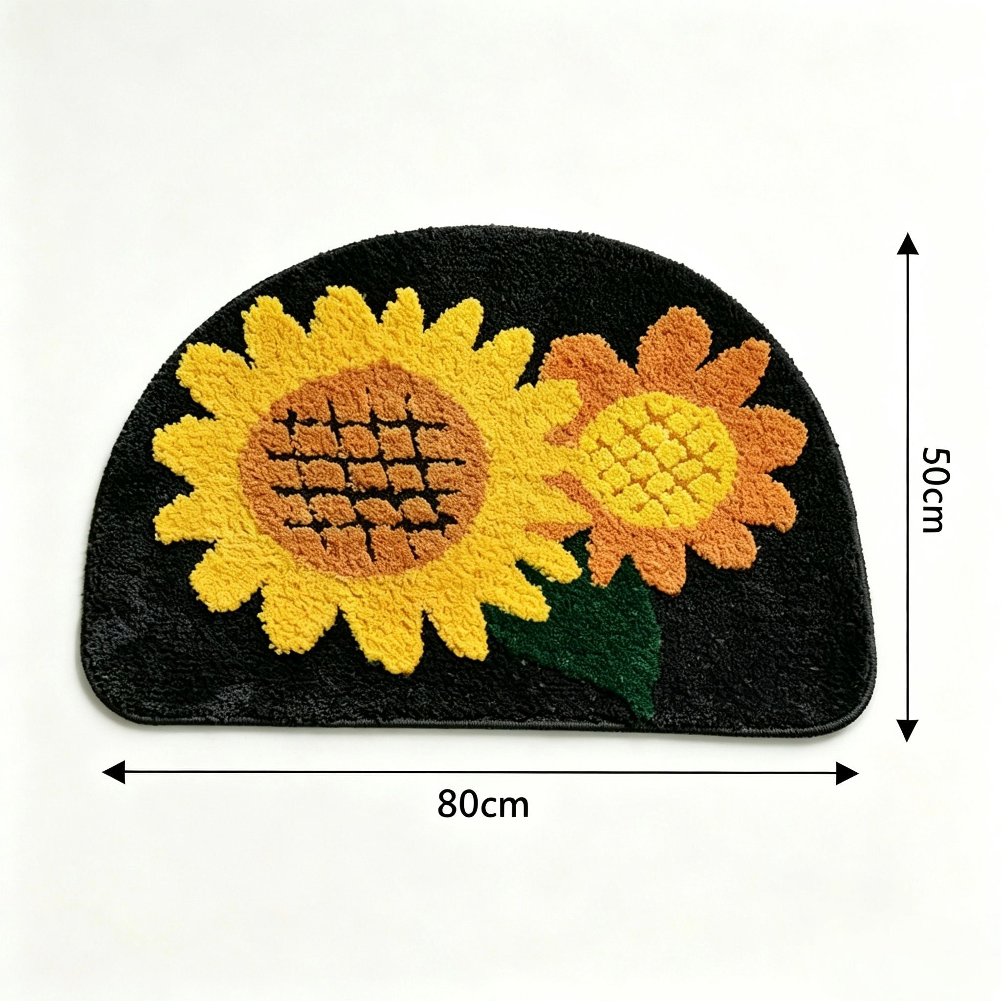 Sunflower Semicircular Bathroom Floor Mat Soft Water?Absorbent Rug with Anti?Slip Base