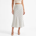 Polka Dot Midi Skirt High Waist A Line Printed Long Skirt