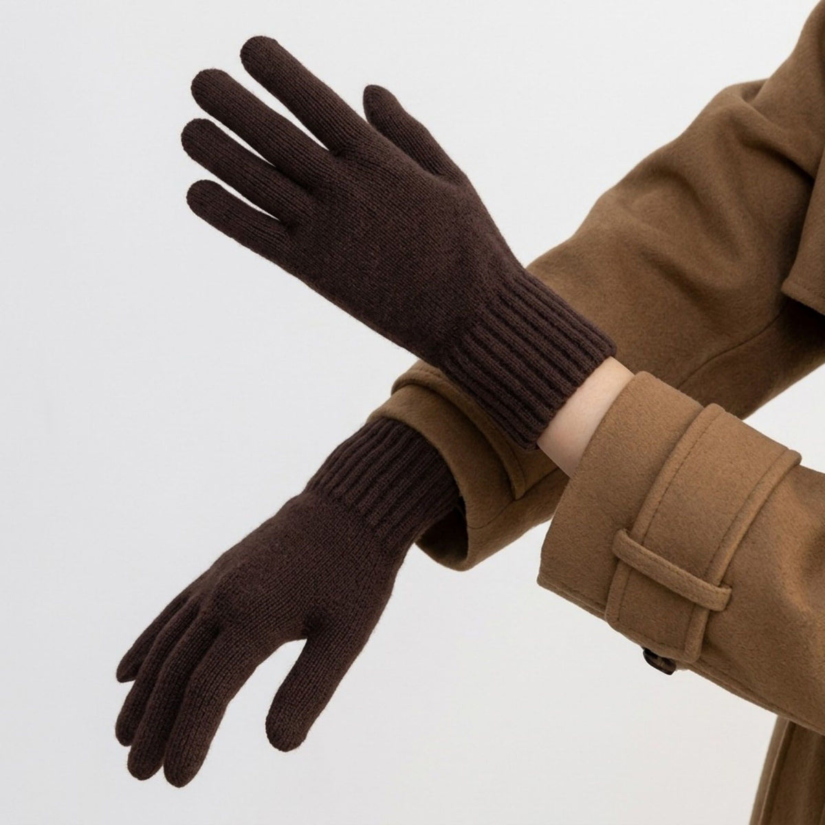 Knit Winter Gloves with Ribbed Cuffs 7.8 x 3.3in