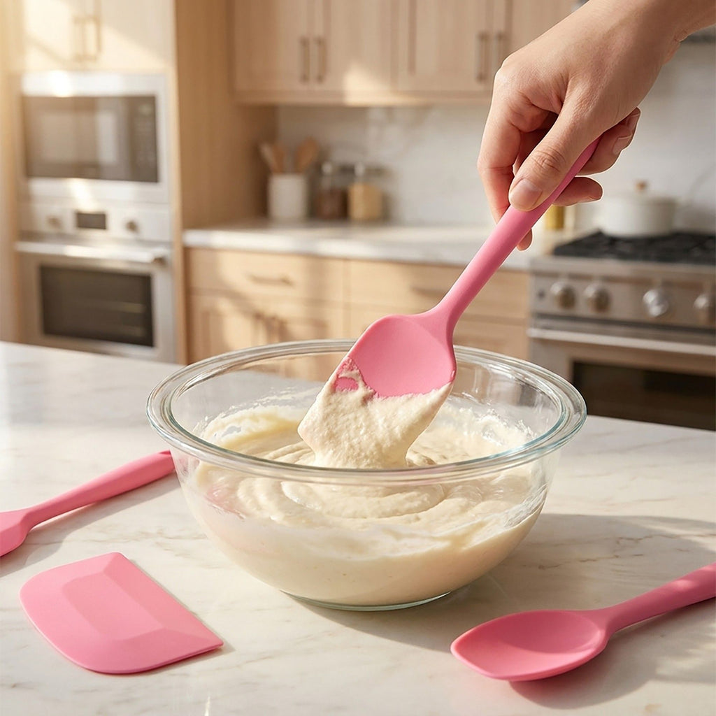 6-Piece Silicone Spatula Set with Handles, Flexible and Durable Kitchen Tools for Cooking and Baking