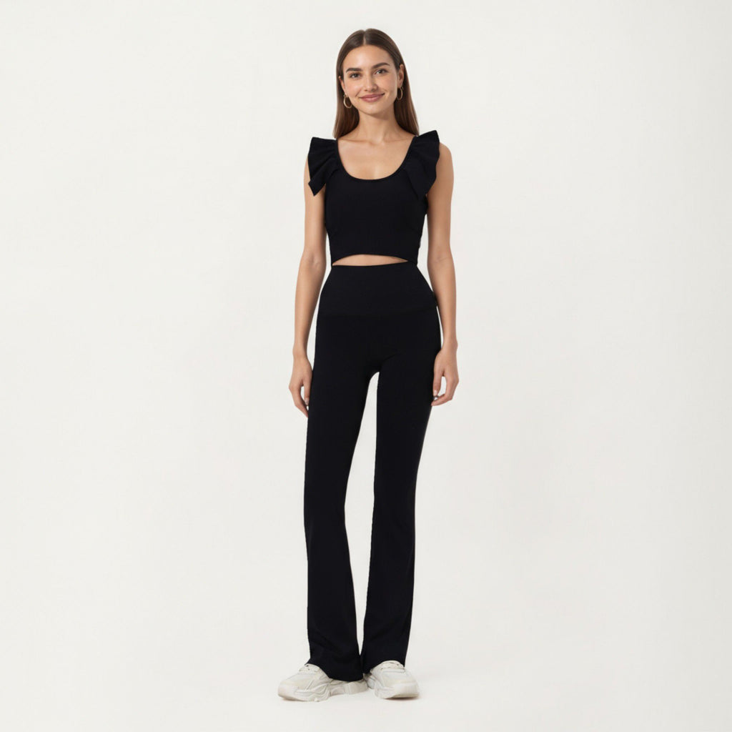 Anna-Kaci Active Women's High Waist Flare Sweatpants with Slim Fit Stretch Fabric