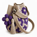 Yellow handbag with floral, crochet and fringe