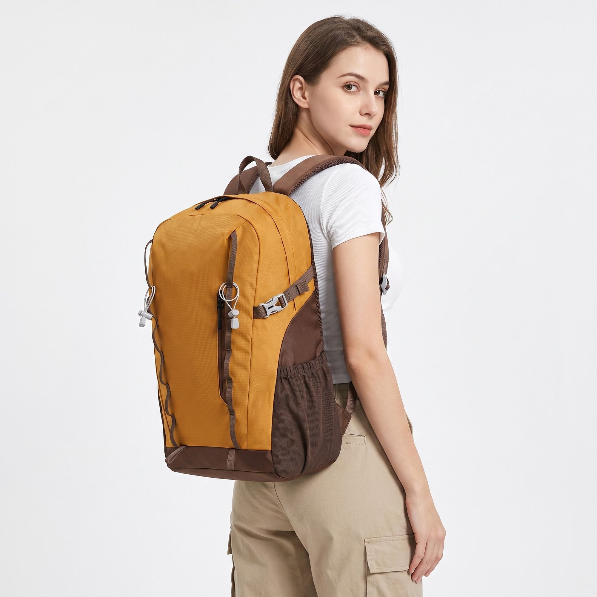 Travel Backpack with Side Pockets Front Zip Compartments Adjustable Straps Top Hle