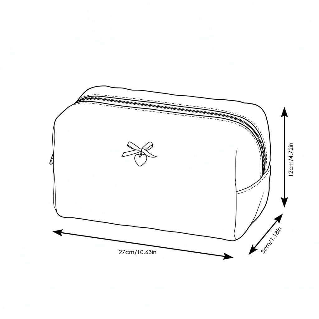 Womens Soft Textured Cosmetic Bag Zipper Makeup Toiletry Organizer