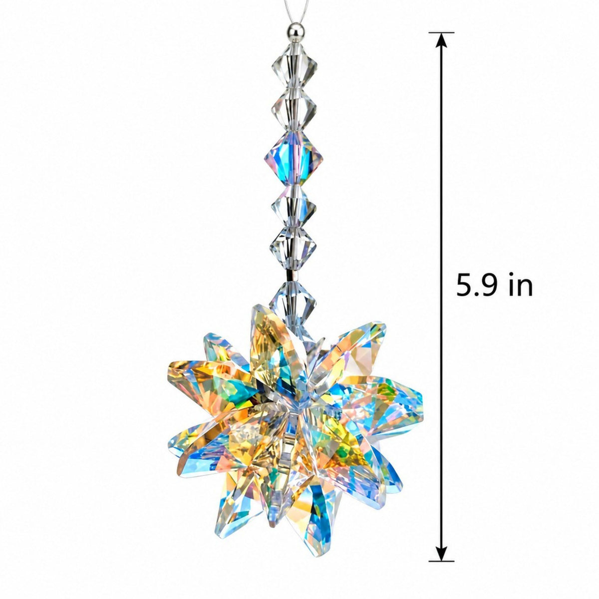 4 Pack Crystal Snowflake Suncatcher Hanging Ornament for Car Mirror Window Christmas Decor