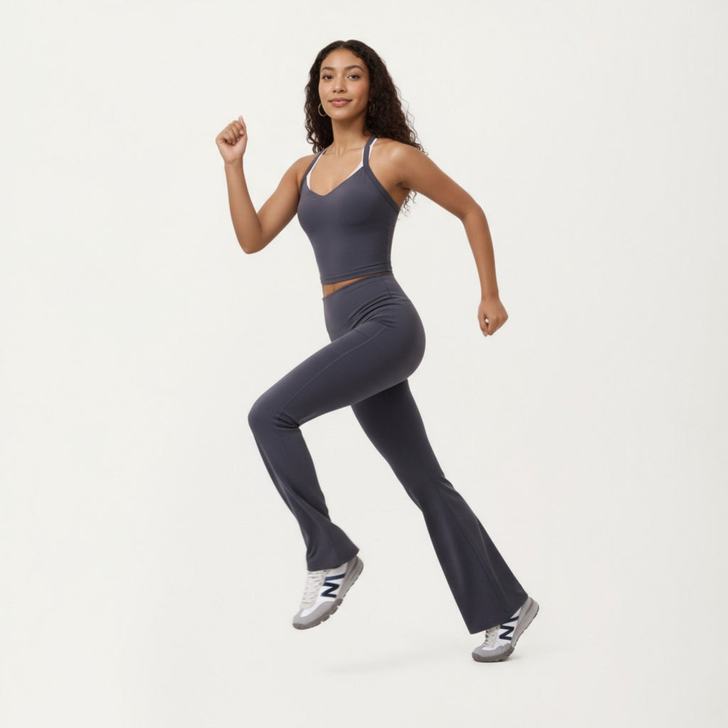 Anna-Kaci Active Women's High Waist Flare Sweatpants with Seamless Stretch Fit