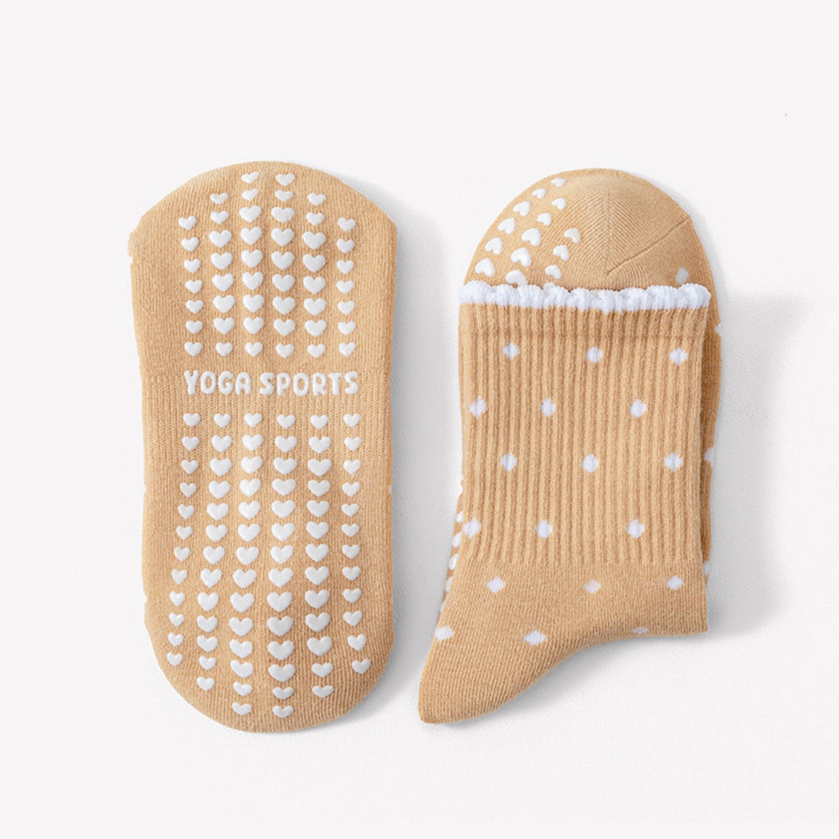 Non Slip Grip Crew Socks 3 Pair Pack Polka Dot Ruffle Cuff