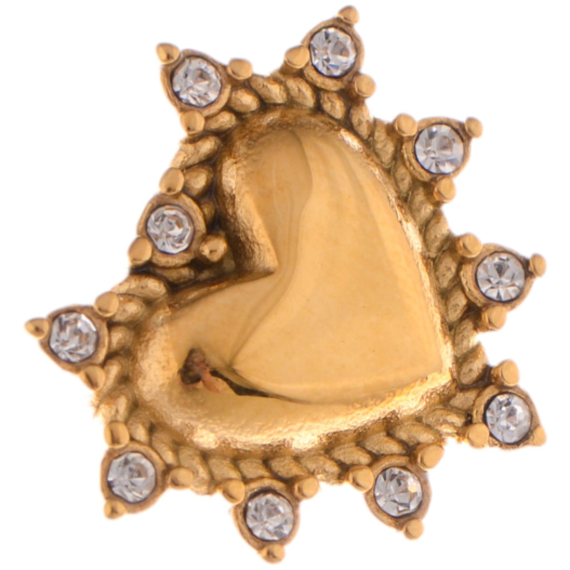 Gold Tone Heart Stud Fashion Earrings with Rhinestone Accents