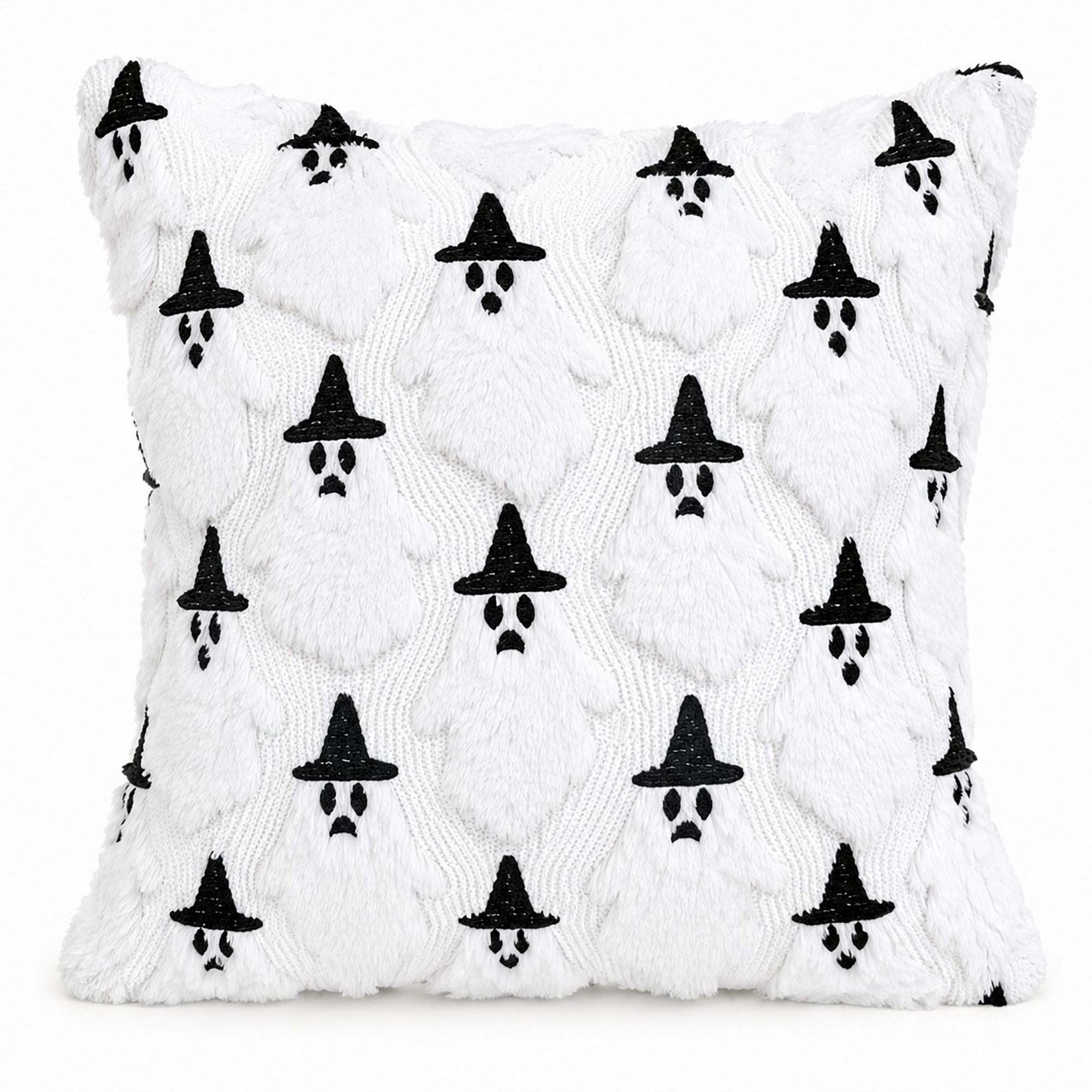 Funda de almohada de fantasma con borlas de Halloween para sofá, cama y silla