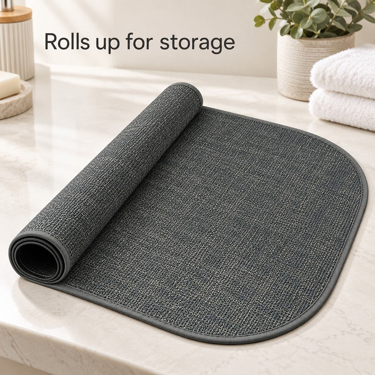 Absorbent Linen Look Bath Mat with Non Slip Backing