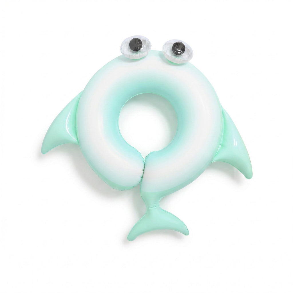 Kids Inflatable Dolphin Pool Ring with 3D Eyes and Tail Fin