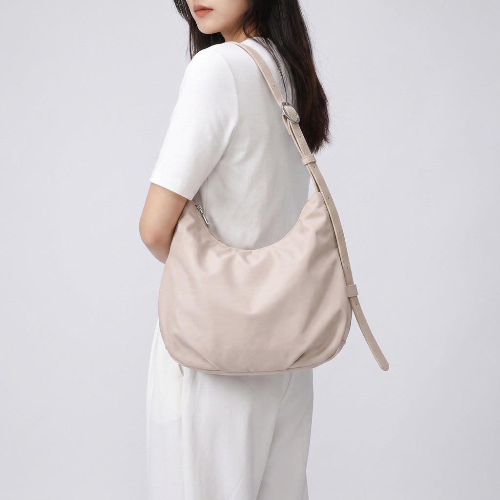 Soft Hobo Shoulder Bag with Adjustable Strap and Zip Closure