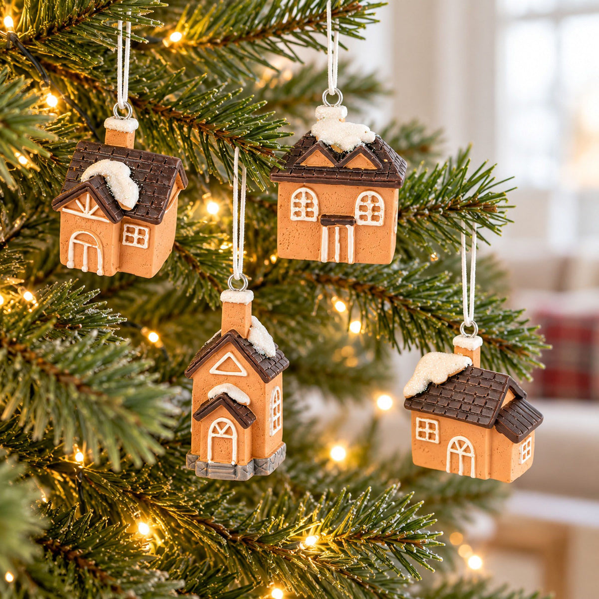 4ct Mini Resin Santa Christmas Tree Ornaments Assorted Holiday Decorations Gift