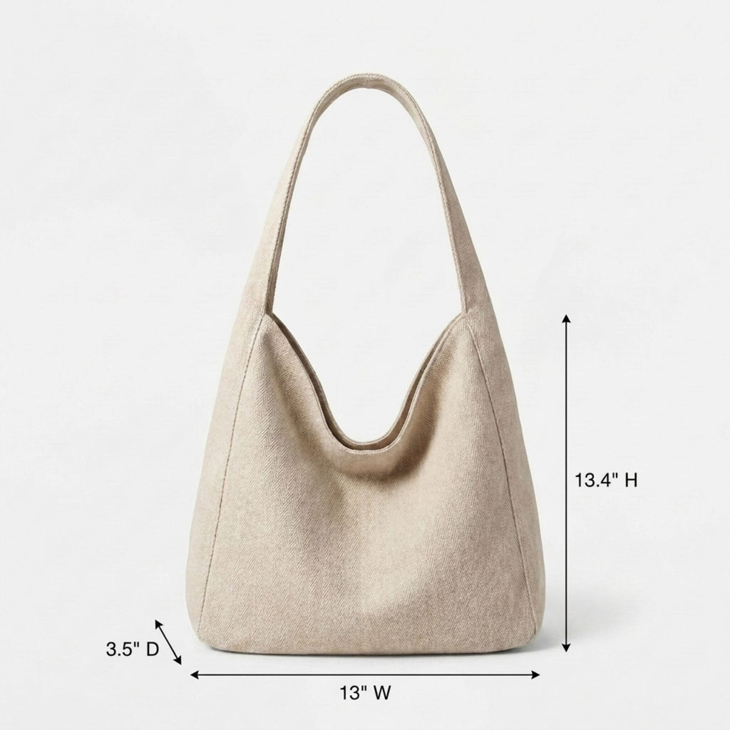 Denim Canvas Hobo Tote Bag Daily Large Capacity Shoulder Handbag For Women