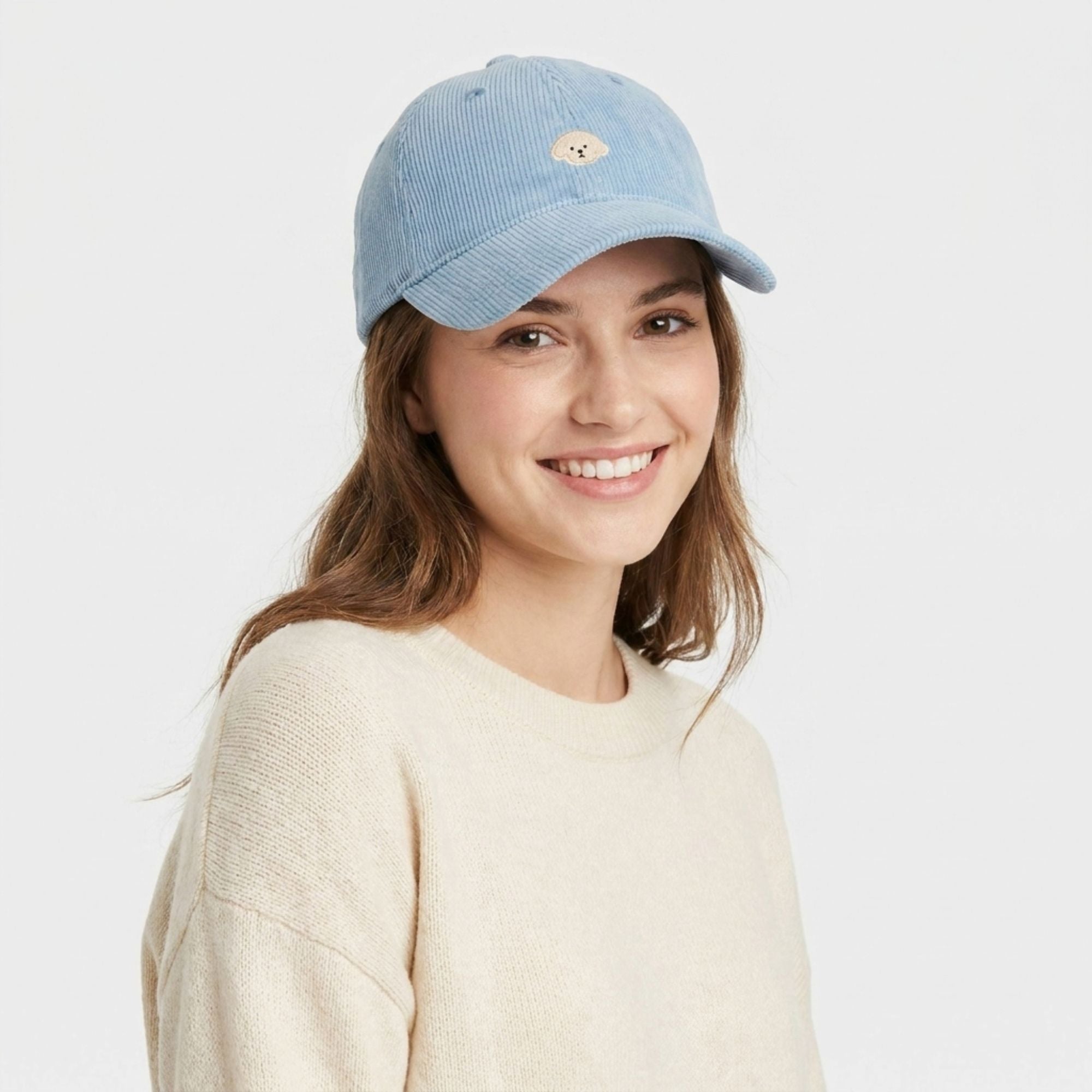 Corduroy Baseball Cap Dog Embroidered Adjustable Dad Hat