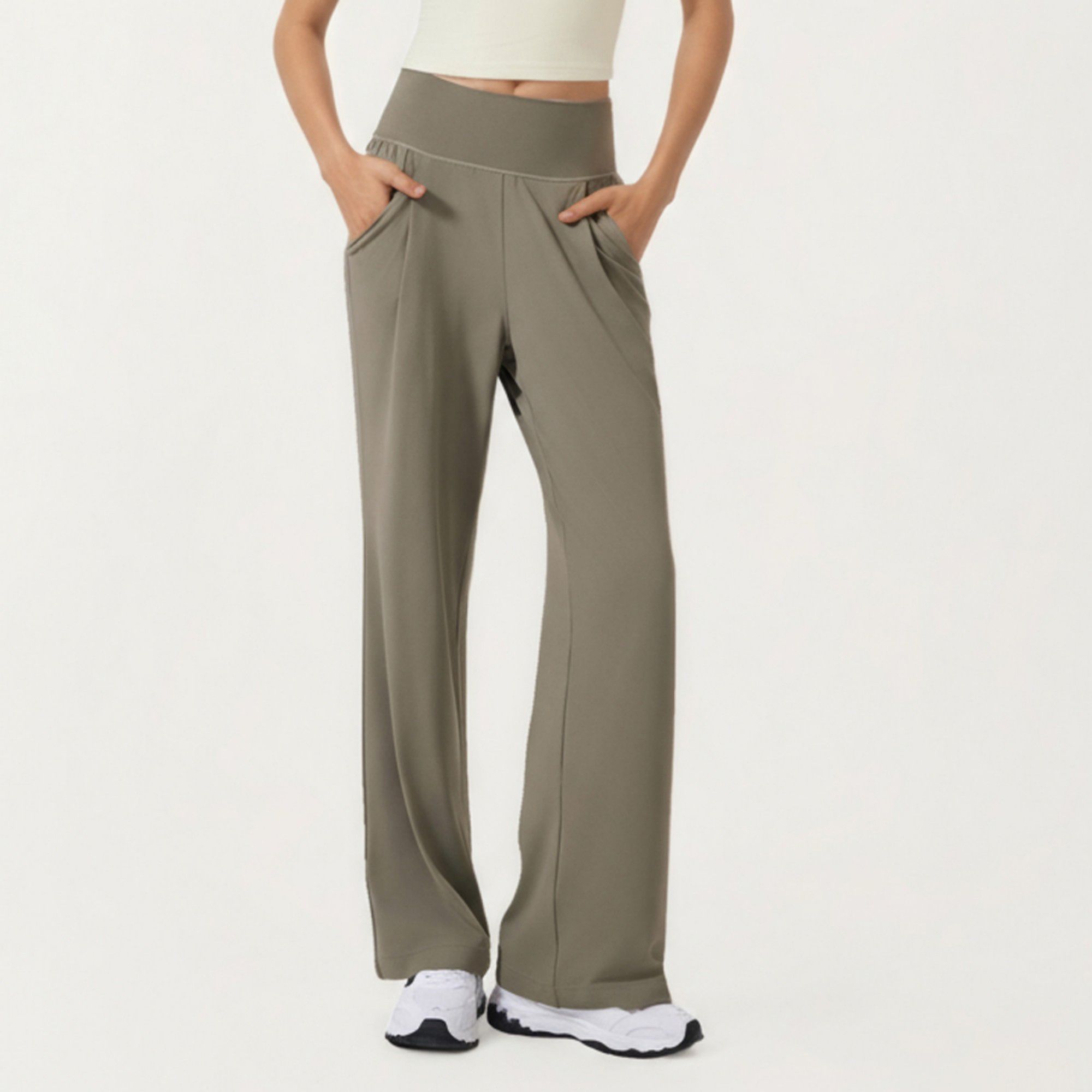Anna-Kaci Active Women's High Waist Wide Leg Sweatpants with Side Pockets and Smooth Stretch Fabric