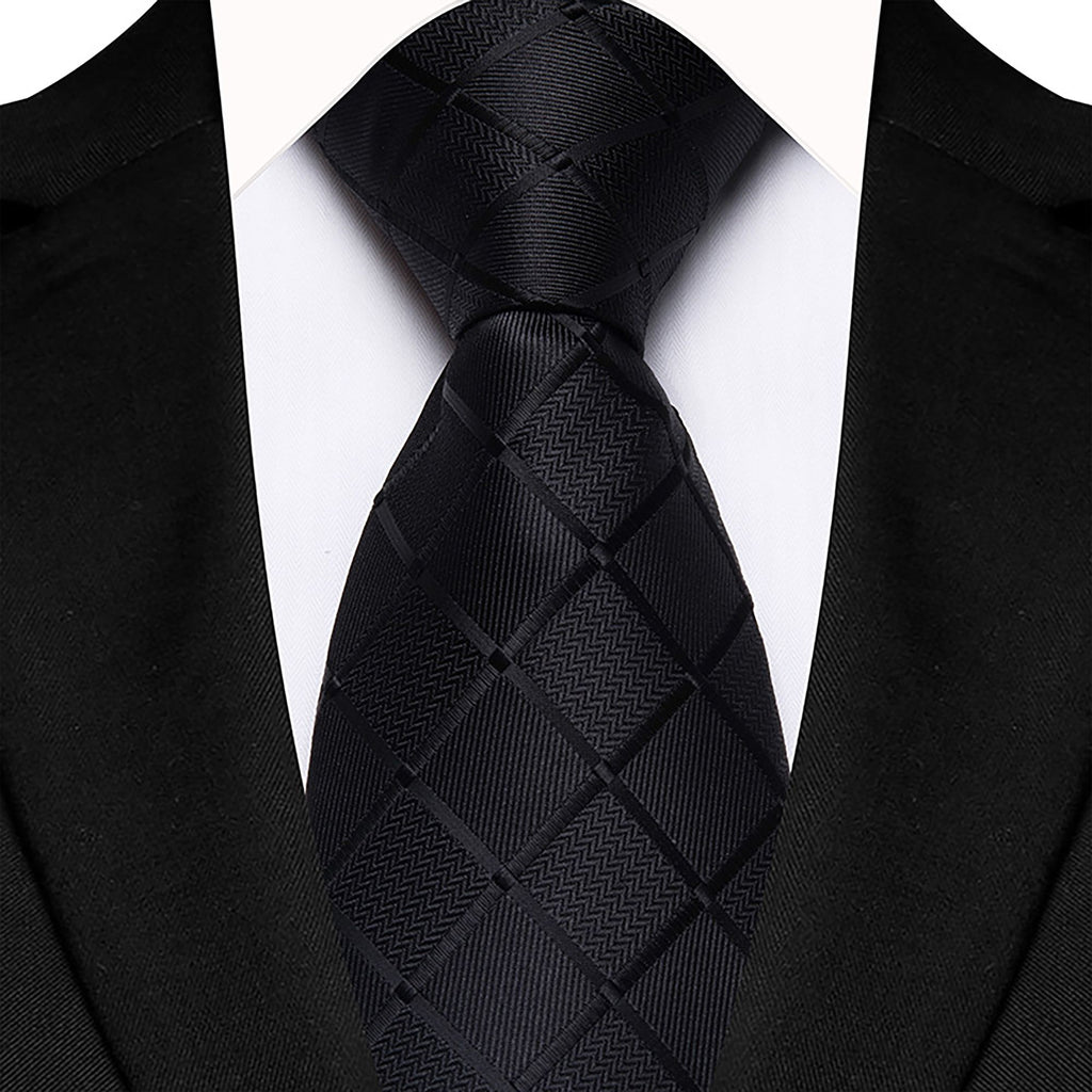 Anna-Kaci Men's Textured Diamond Pattern Silk Tie Wide Formal Necktie for Business, Weddings & Special Occasions
