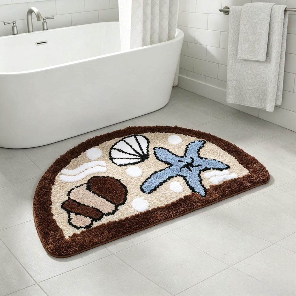 Sunflower Semicircular Bathroom Floor Mat Soft Water?Absorbent Rug with Anti?Slip Base