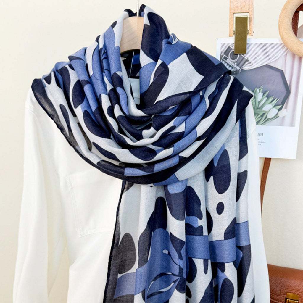 Anna-Kaci Women's Leopard Print Lightweight Scarf with Bow Accent Stripes and Sheer Draped Fabric for Effortless Everyday Style 33.5x71in