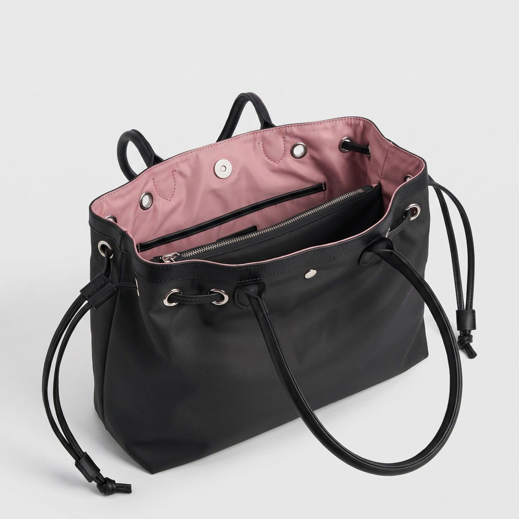Large Drawstring Tote Bag with Double Shoulder Handles