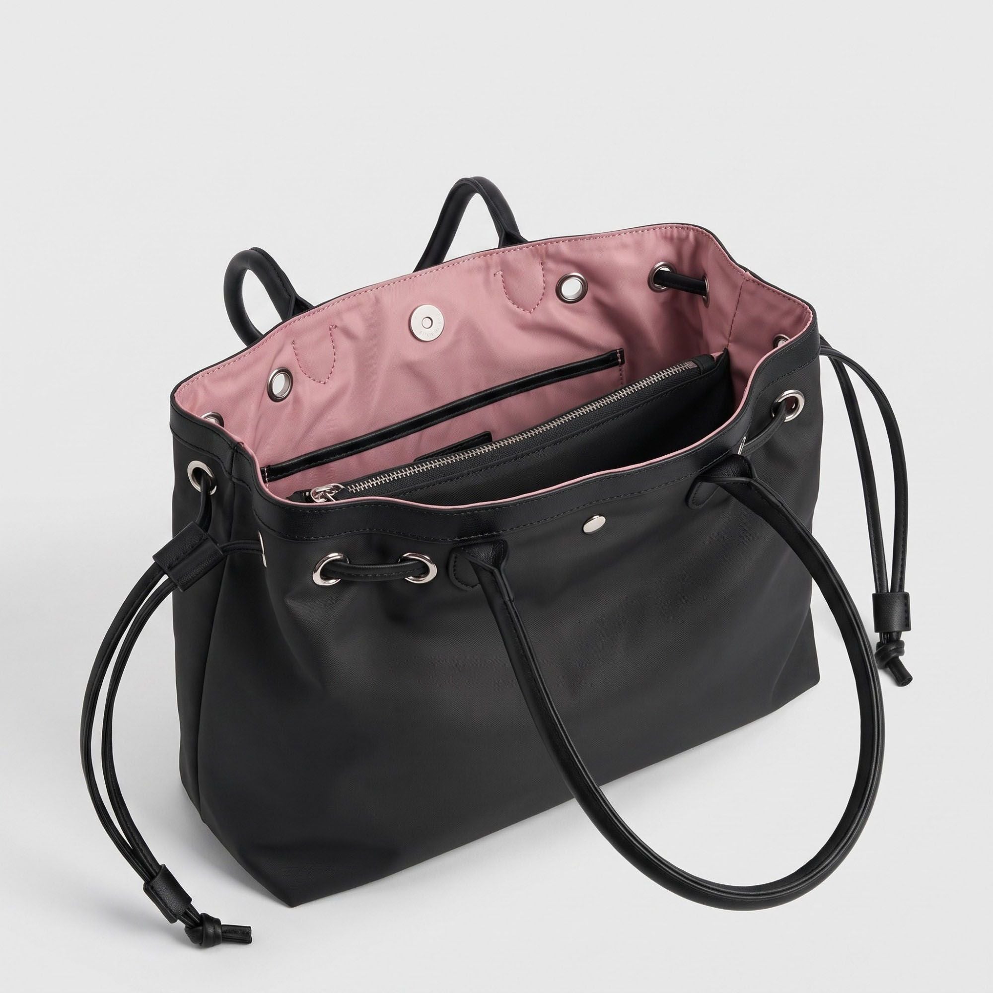 Large Drawstring Tote Bag with Double Shoulder Handles