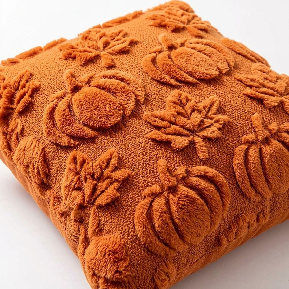 Tufted Pumpkin Decorative Throw Pillow Cover for Fall Home Decor 17.7 x 17.7in