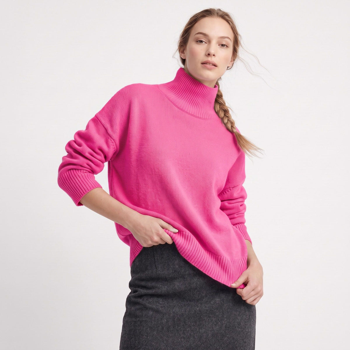 Relaxed Fit Turtleneck Pullover Sweater