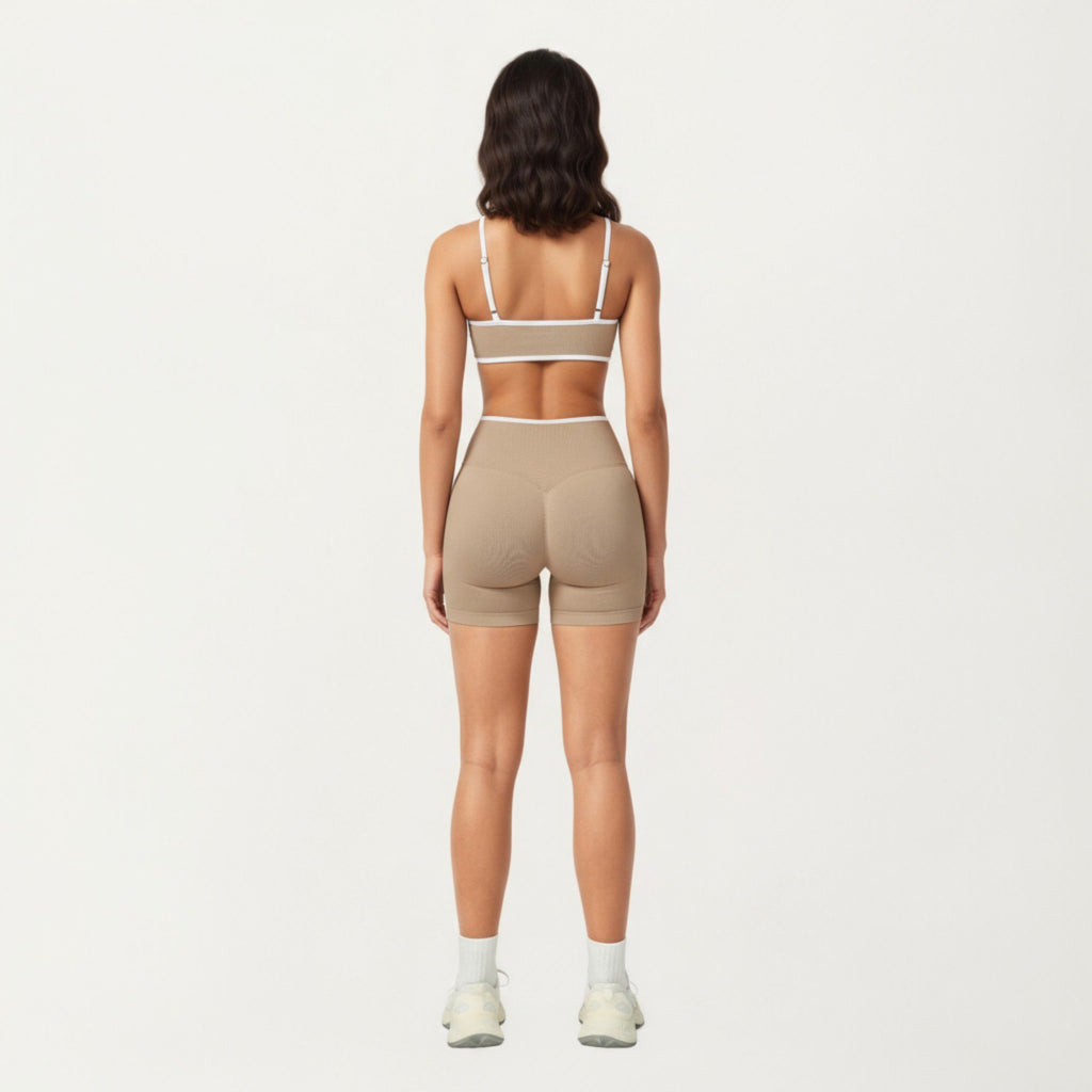 Anna-Kaci Active Women's Contrast Trim Scoop Neck Sports Bra with Adjustable Spaghetti Straps
