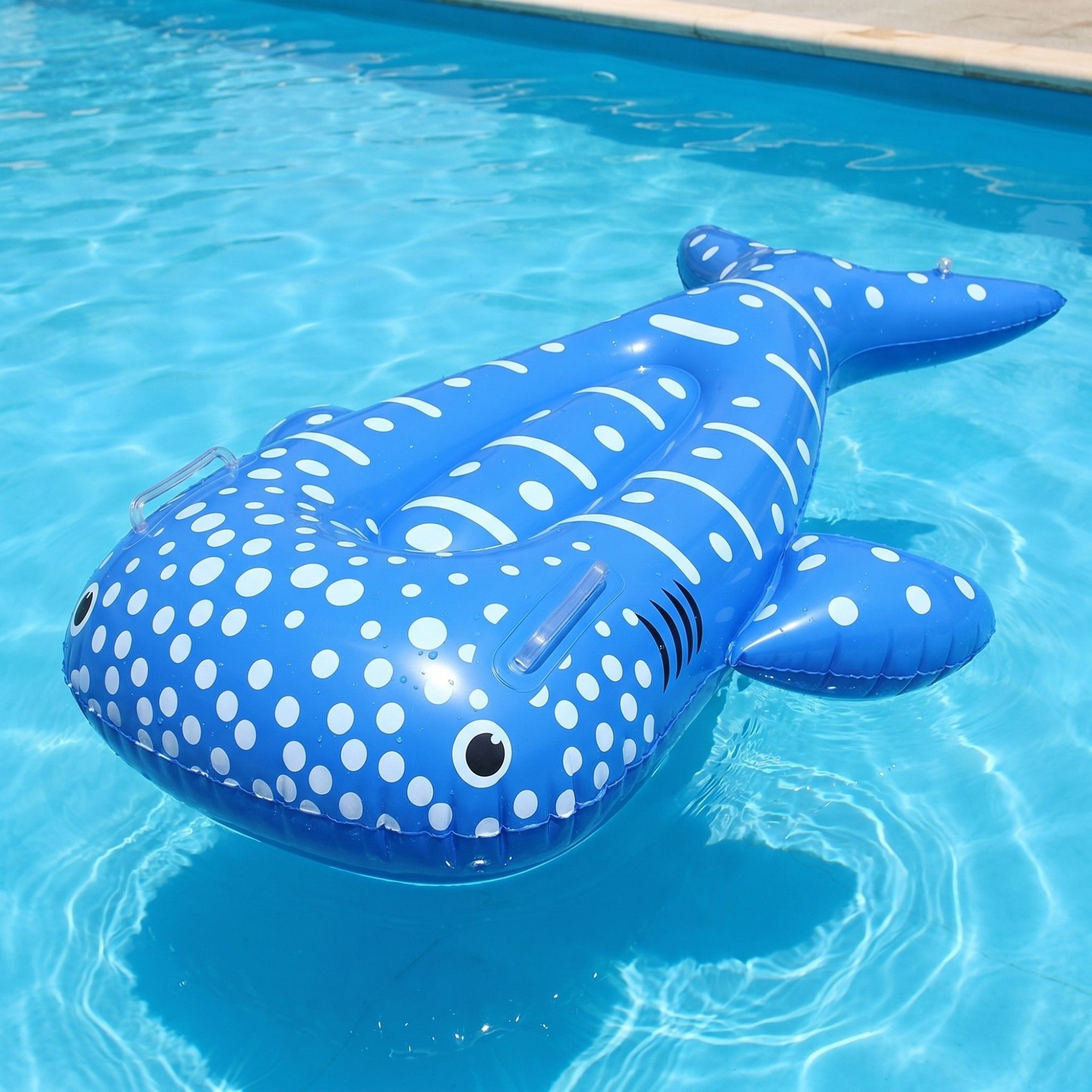 Whale Shark Inflatable Pool Float Lounger with Handles Durable PVC Large Swim Float for Pool Beach Lake 63x29.5in