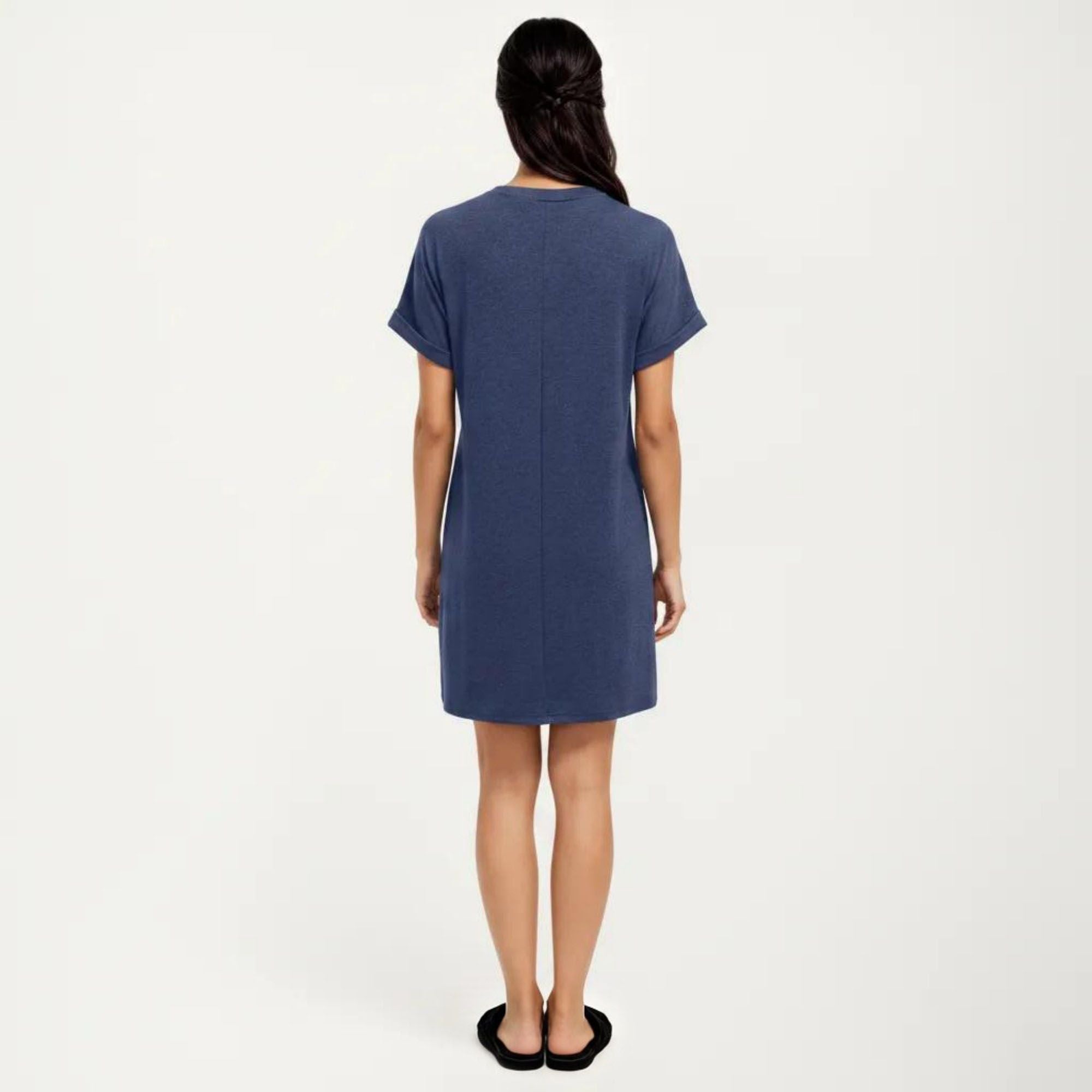 Anna-Kaci Women's Short Sleeve V Neck Shift Dress with Button Detail Relaxed Fit Casual Tunic Dress